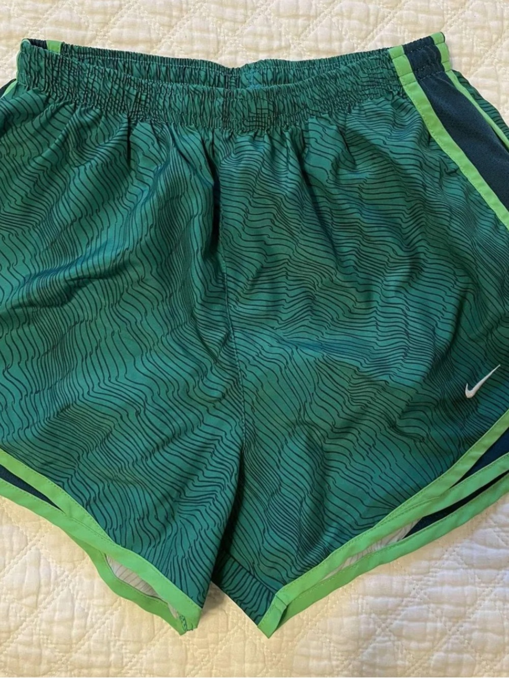 Nike Teal and Dark Green Dri-FIT Athletic Shorts